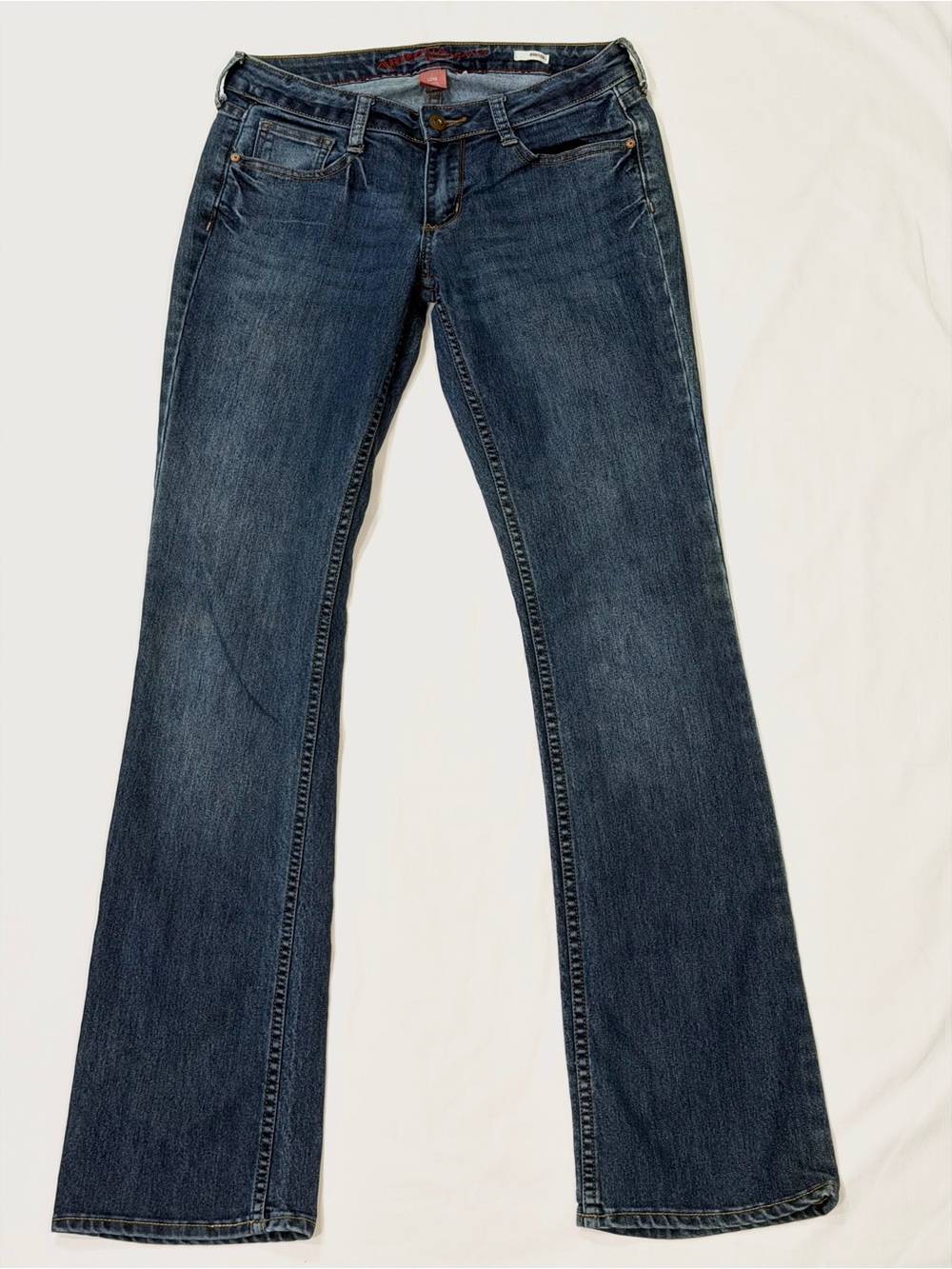 Women’s Low Rise Classic Dark Blue Bootcut Jeans - Size 7 Long